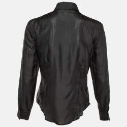 Pre Owned Etro Black Silk Button Front Shirt M