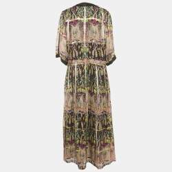 Pre Owned Etro Black Embellished Paisley Print Silk Maxi Dress L