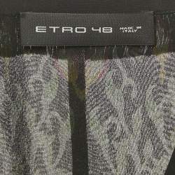 Pre Owned Etro Black Embellished Paisley Print Silk Maxi Dress L