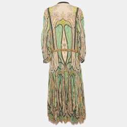 Pre Owned Etro Multicolor Paisley Print Tassel Detail Maxi Dress L 