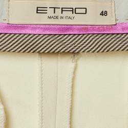 Pre Owned Etro Beige Crepe Formal Trousers L 