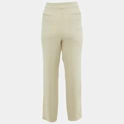 Pre Owned Etro Beige Crepe Formal Trousers L 