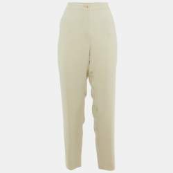 Pre Owned Etro Beige Crepe Formal Trousers L 
