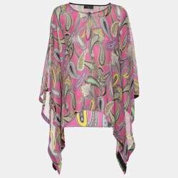Pre Owned Etro Multicolor Silk Draped Paisley Print Blouse M