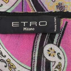 Pre Owned Etro Multicolor Silk Draped Paisley Print Blouse M