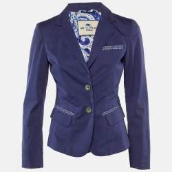 Pre Owned Etro Blue Cotton Single Breasted Blazer S