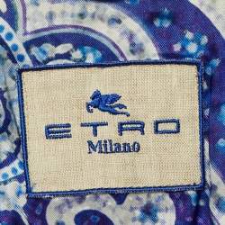 Pre Owned Etro Blue Cotton Single Breasted Blazer S