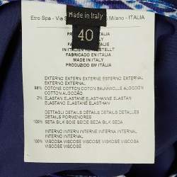 Pre Owned Etro Blue Cotton Single Breasted Blazer S