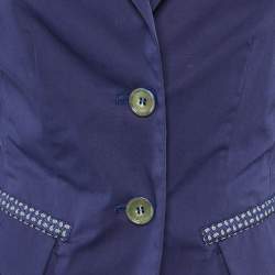 Pre Owned Etro Blue Cotton Single Breasted Blazer S