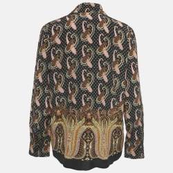 Pre Owned Etro Black Paisley Print Silk Shirt S