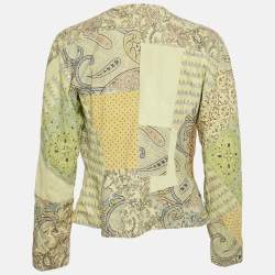Pre Owned Etro Green Paisley Print Suede Jacket M