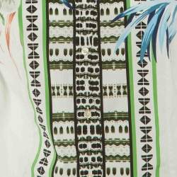 Pre Owned Etro White/Green Floral Print Cotton Long Sleeve Shirt M