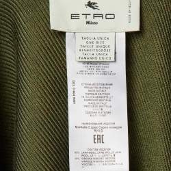 Pre Owned Etro Green/Beige Floral Print Wool Cape One Size