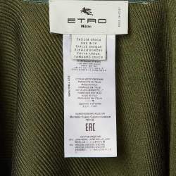 Pre Owned Etro Green/Beige Floral Print Wool Cape One Size