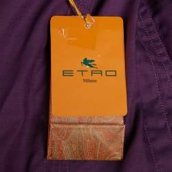 Pre Owned Etro Purple Striped Paisley Print Cotton Shirt M