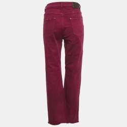 Pre Owned Etro Burgundy Floral Print Denim Jeans M/Waist 29"