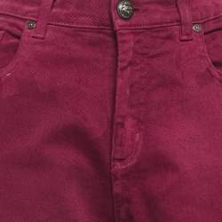 Pre Owned Etro Burgundy Floral Print Denim Jeans M/Waist 29"