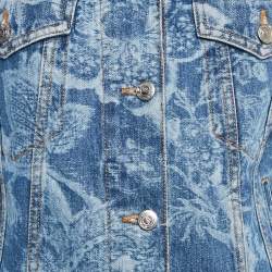 Pre Owned Etro Blue Floral Pattern Denim Jacket M