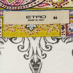 Pre Owned Etro White/Purple Paisley Print Cotton Button Front Shirt L