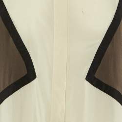 Pre Owned Etro Cream Colorblock Silk Crepe Paneled Shirt M