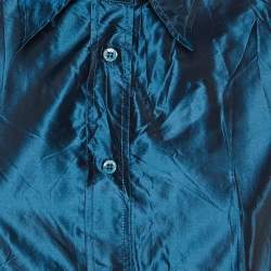 Pre Owned Etro Teal Blue Silk Button Front Shirt L