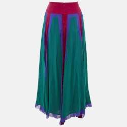 Pre Owned Etro Multicolor Silk Maxi Skirt M