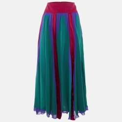 Pre Owned Etro Multicolor Silk Maxi Skirt M