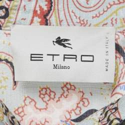 Pre Owned Etro Blue Paisley Print Silk Long Sleeve Shirt S