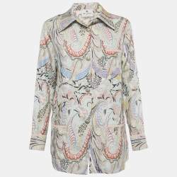 Pre Owned Etro Blue Paisley Print Silk Long Sleeve Shirt S
