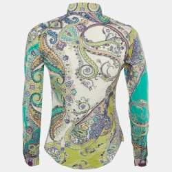 Pre Owned Etro Green Paisley Print Cotton Long Sleeve Shirt S