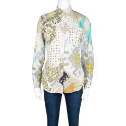 مملوكة مسبقًا قميص إيترو أكمام طويلة قطن طباعة بيزلي متعدد الألوان S