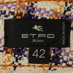 مملوكة مسبقًا بنطلون إيترو تويد واسع الأرجل بتصميم مربعات باللون الأبيض مقاس متوسط (ميديوم)