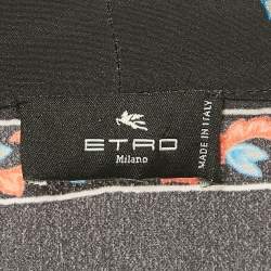 Pre Owned طقم بلوزة وبنطلون إيترو أسود بطبعات من حرير وكريب مقاسات صغيرة/متوسطة