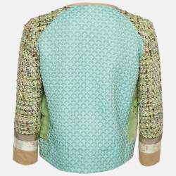 مملوكة مسبقًا Etro Green Floral Jacquard & Tweed Shrug S