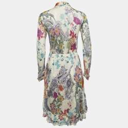 Pre Owned فستان ميني بياقة قميص إيترو مطبوع بنقش زهري متعدد الألوان قماش جيرسي مقاس صغير