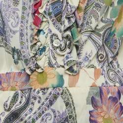 Pre Owned فستان ميني بياقة قميص إيترو مطبوع بنقش زهري متعدد الألوان قماش جيرسي مقاس صغير