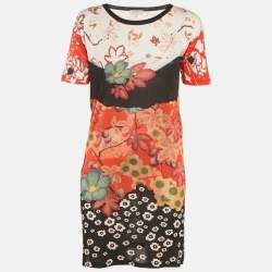 Pre Owned Etro Multicolor Floral Print Jersey Mini Dress S