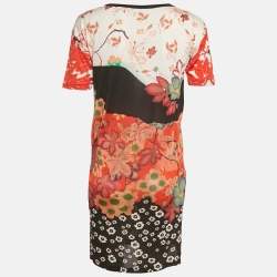 Pre Owned Etro Multicolor Floral Print Jersey Mini Dress S