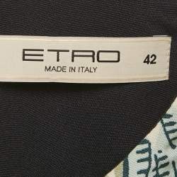 Pre Owned فستان قصير إيترو حرير بطبعة بيزلي أسود/أخضر مقاس متوسط