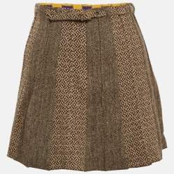 Pre Owned Etro Brown Striped Tweed Mini Skirt S