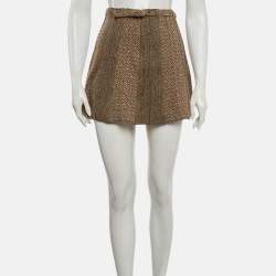 Pre Owned Etro Brown Striped Tweed Mini Skirt S
