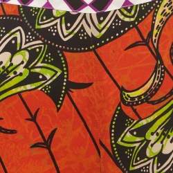 Pre Owned Etro Orange Floral Print Silk Palazzo Pants S