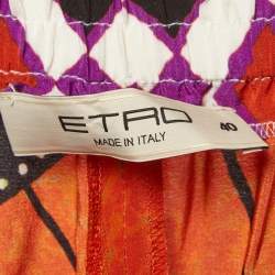 Pre Owned Etro Orange Floral Print Silk Palazzo Pants S