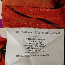 Pre Owned Etro Orange Floral Print Silk Palazzo Pants S