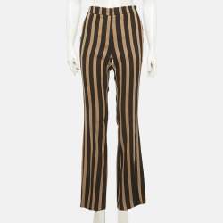 مملوكة مسبقًا بنطلون إيترو مخطط بلون بيج وأسود مقاس وسط - ميديم