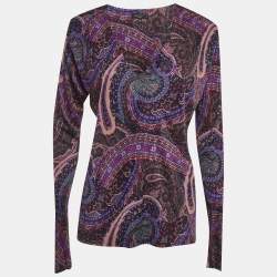 Pre Owned Etro Multicolour Paisley Print Jersey Long Sleeve Top M