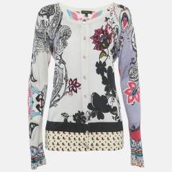 Pre Owned Etro Multicolour Paisley Print Knitted Cardigan L