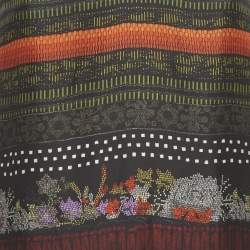 Pre Owned Etro Black Abstract Print Silk Blend and Velvet Mini Dress M