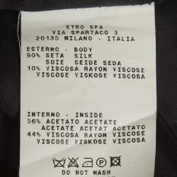 Pre Owned Etro Black Abstract Print Silk Blend and Velvet Mini Dress M