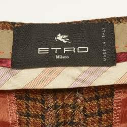 مملوكة مسبقًا Etro Brown Houndstooth Wool Trousers M